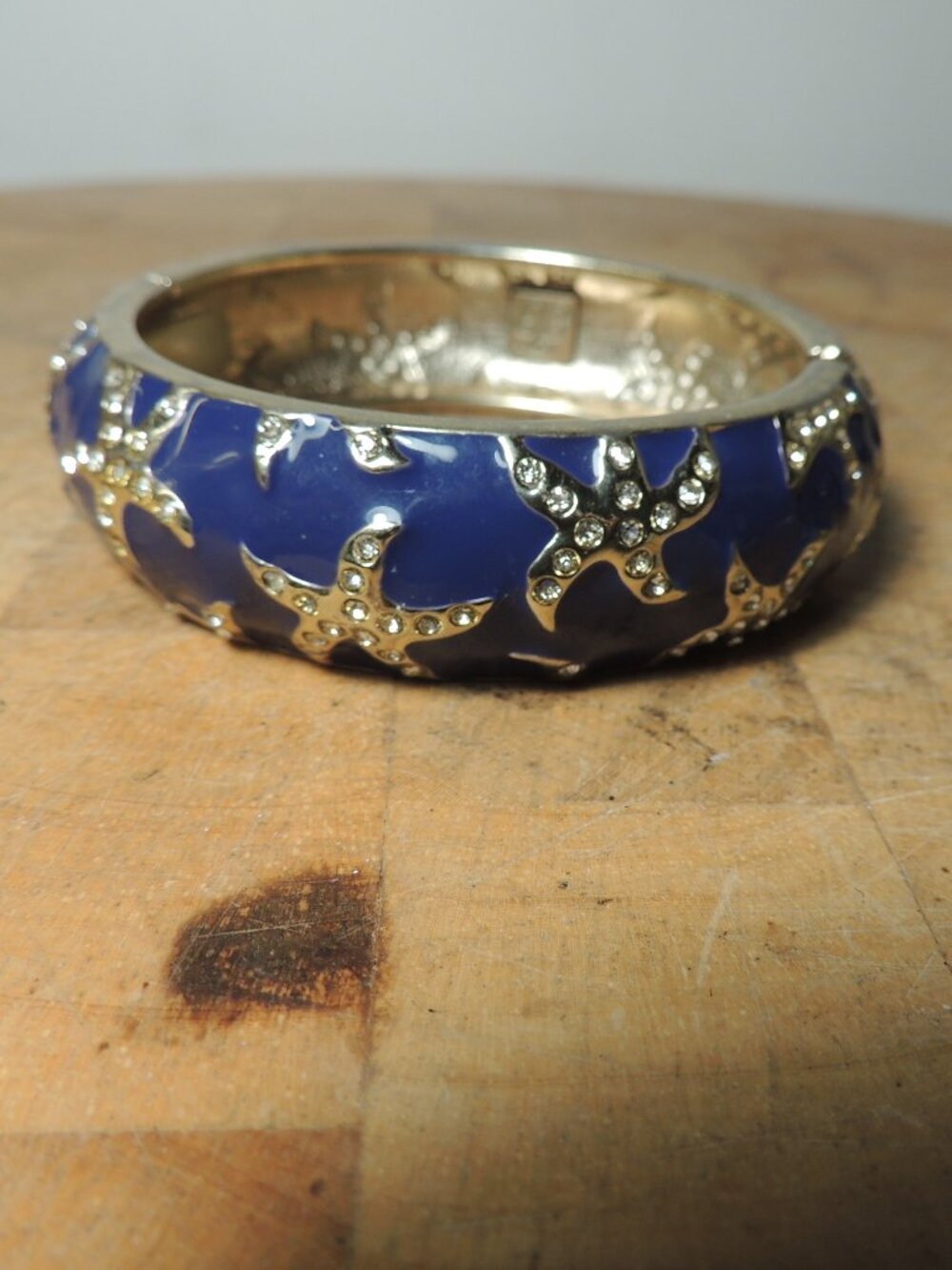 Blue Tommy Bahama Starfish Enamel Bangle Bracelet Rhinestones Magnetic